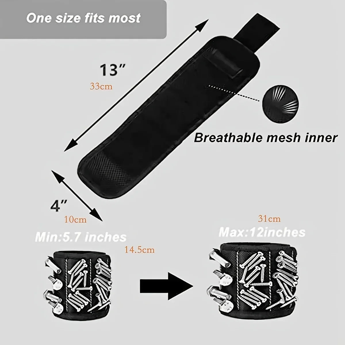 5 Rows 15 Magnets powerful magnetic tool magnetic wristband secure screws nails drill bits strong magnetic wrist tool kits parts