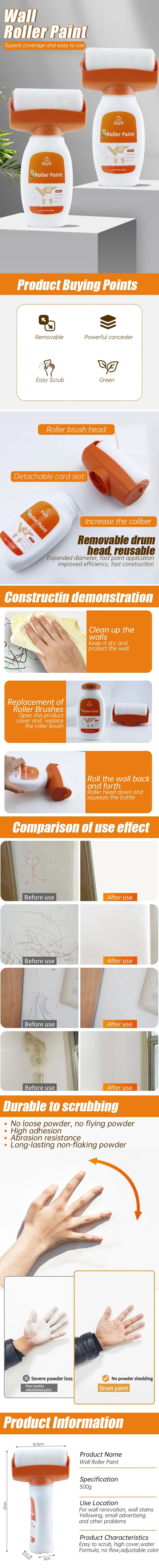 Wall Repair Roller Paint Household Supply Cleaning Tool White Water Based Latex Paint roller DIY Renovation Wall Spackle Roller