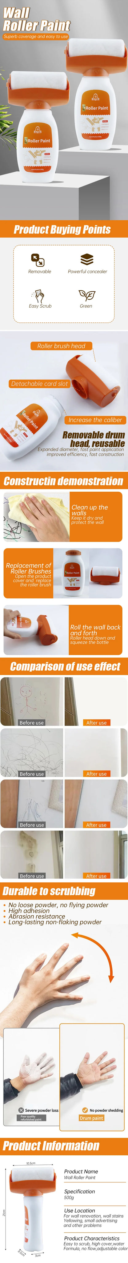 Wall Repair Roller Paint Household Supply Cleaning Tool White Water Based Latex Paint roller DIY Renovation Wall Spackle Roller
