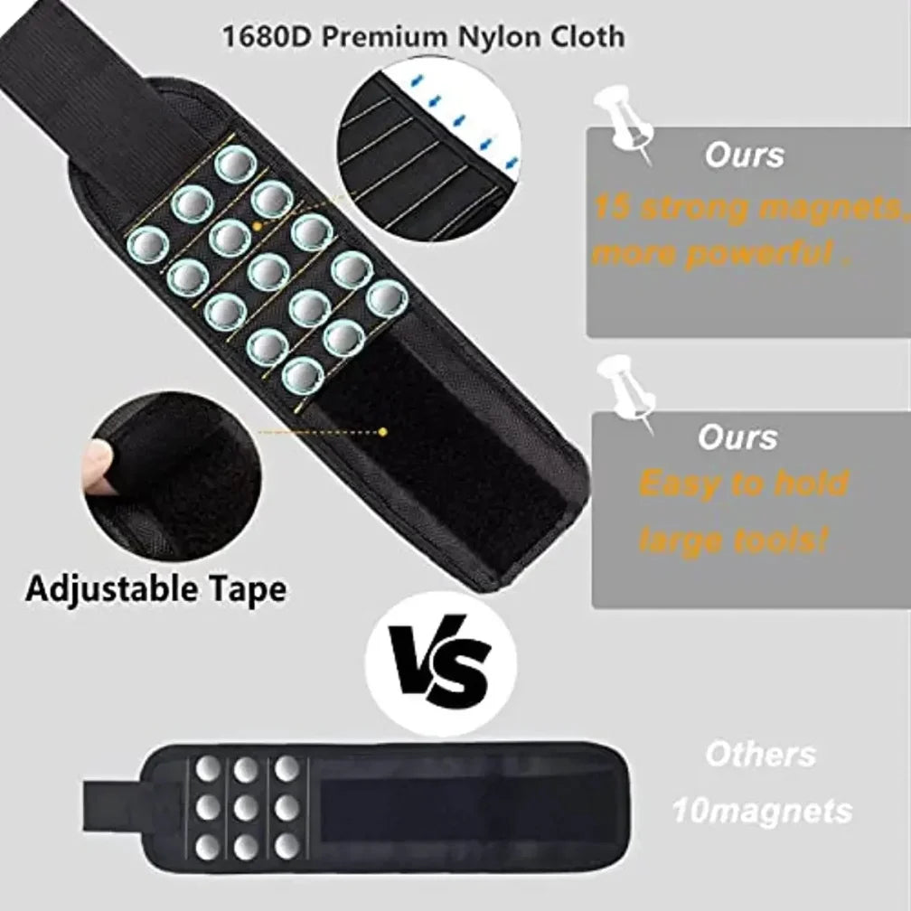5 Rows 15 Magnets powerful magnetic tool magnetic wristband secure screws nails drill bits strong magnetic wrist tool kits parts