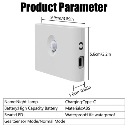 LED Induction Night Light Wireless USB Charging Human Body Induction Wall Light Bedroom Corridor Cabinet Bathroom Night Light